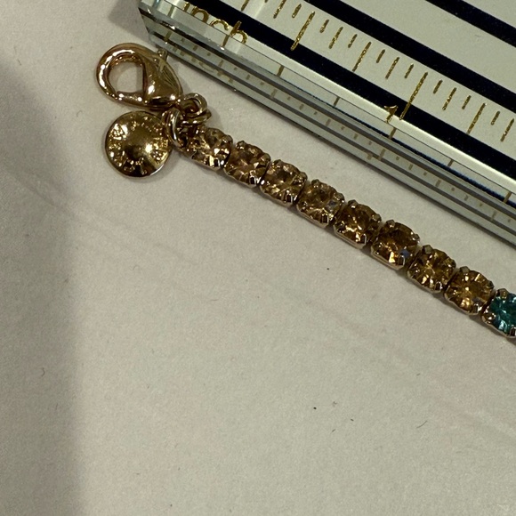 J. Crew Gold Bracelet with Multicolor Accents, rainbow crystal stones! Gorgeous - Picture 11 of 14